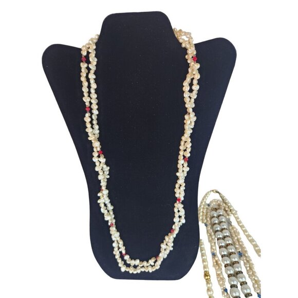 Faux Pearl Necklace Lot  - Classic & Unique Designs Multi-Strand & Single-Strand - Picture 8 of 16